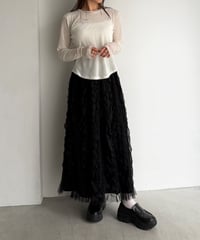 【即納】tulle wave washer skirt / black