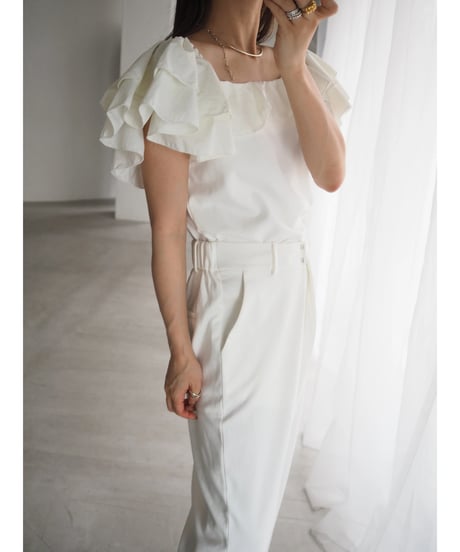 4way ruffle cami tops / white