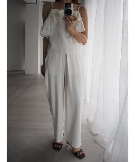 4way ruffle cami tops / white