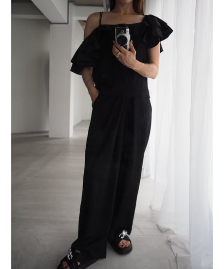 4way ruffle cami tops / black