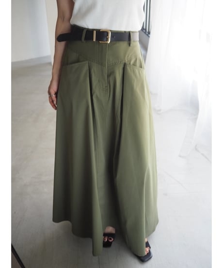 military flare skirt / khaki