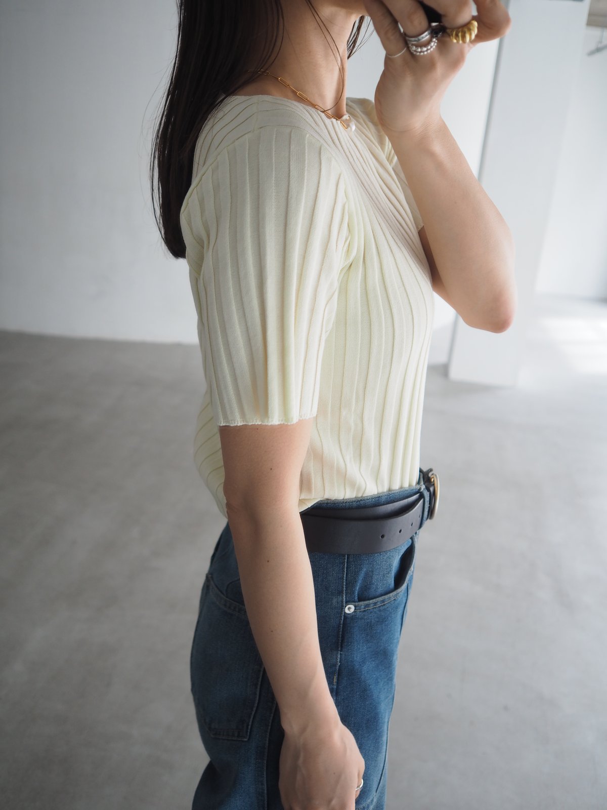 即納】wide rib tops / ivory | herin