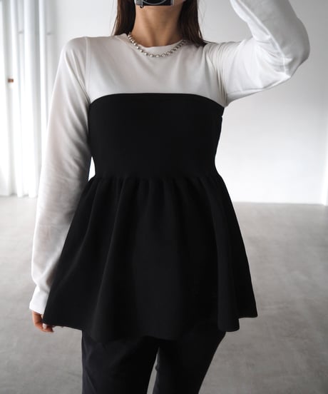 【即納】bustier layered peplum tops