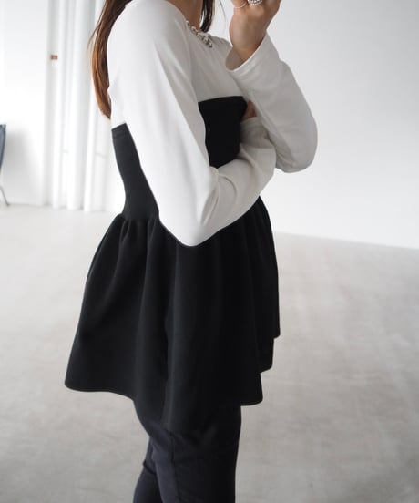 【即納】bustier layered peplum tops