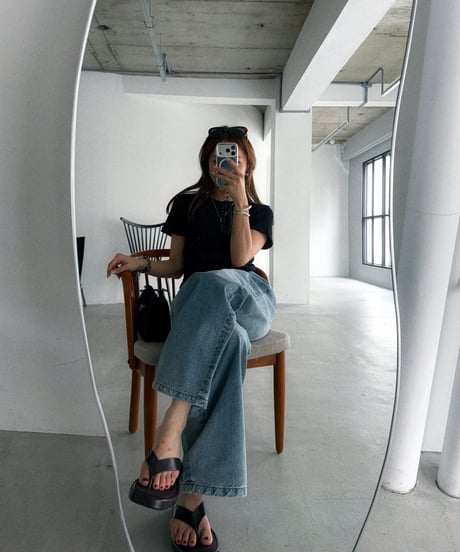 接触冷感 straight denim / bleach