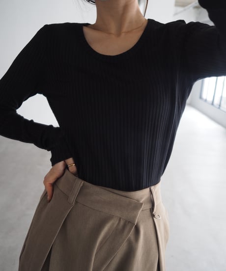 【即納】yawayawa U rib tops / gray