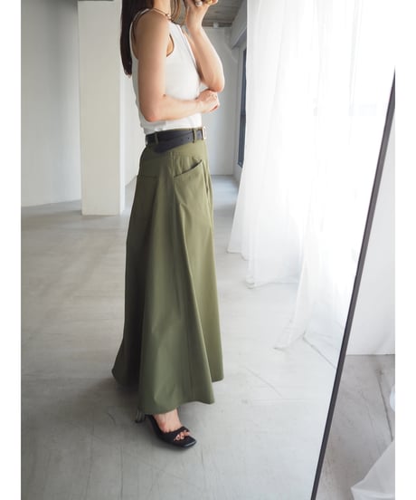 military flare skirt / khaki