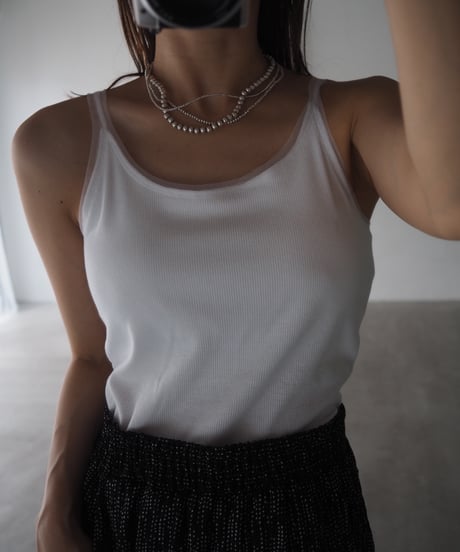 【即納】tulle rib cup tank / beige