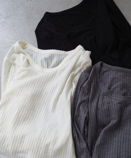 【即納】yawayawa U rib tops / gray
