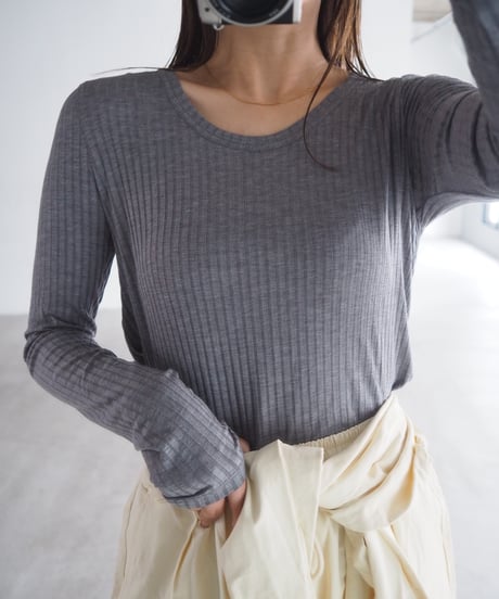 【即納】yawayawa U rib tops / gray