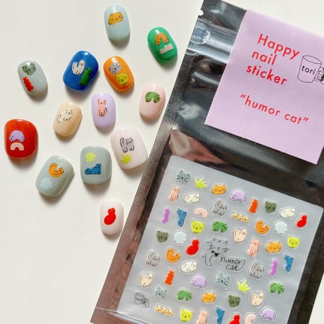 Happy nail sticker【 humor cat 】