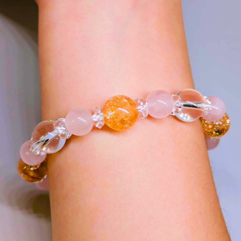 クラック水晶とローズクォーツブレス | MINAMI 22910