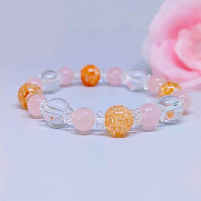 クラック水晶とローズクォーツブレス | MINAMI 22910