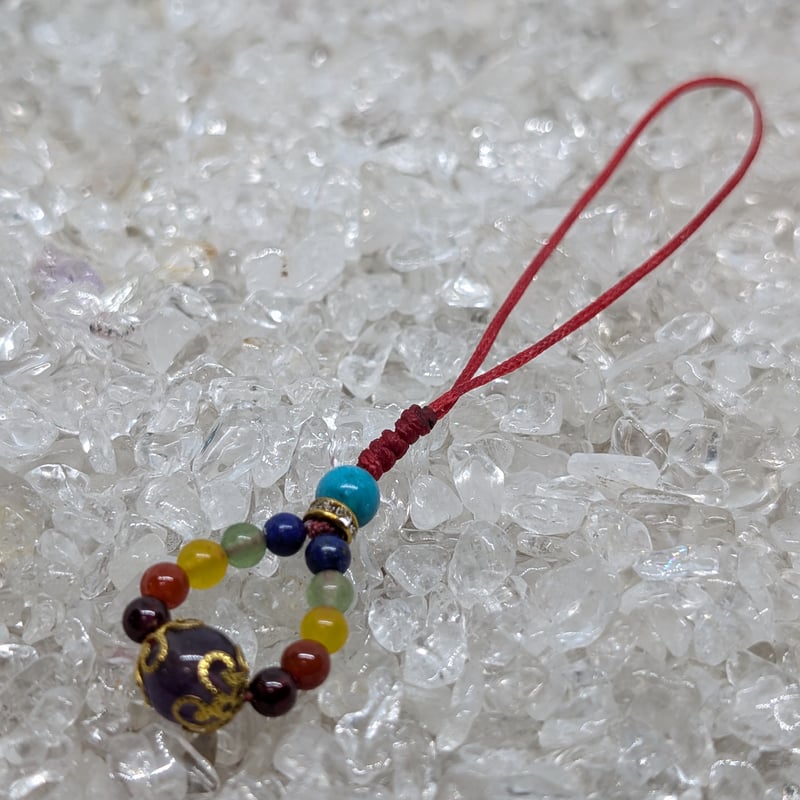 幸せの涙7色ストラップ(厄除け) | 天然石ハンドメイドSHOP【夢そら】