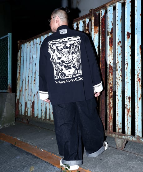 Hatsunex meets Meri Maeno "Greatful Flowers" China Shirts（Black）