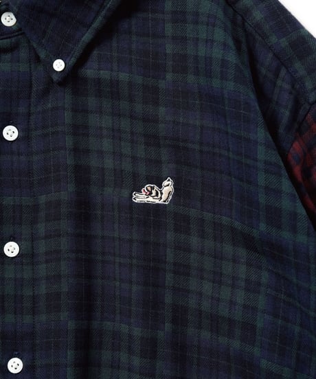 LIMITEDオーバーサイズチェックシャツ（GREEN×BURGUNDY）