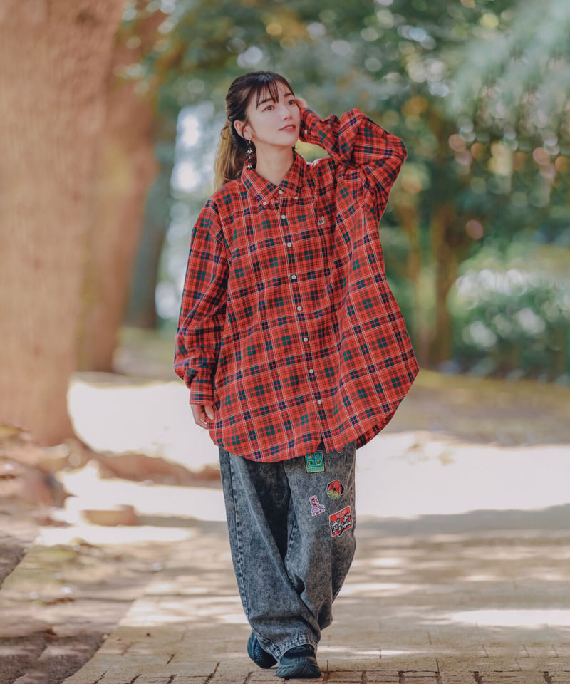☆新品Gleem チェックシャツ サイズ38 レッド ☆新品Gleem チェックシャツ サイズ38 レッド