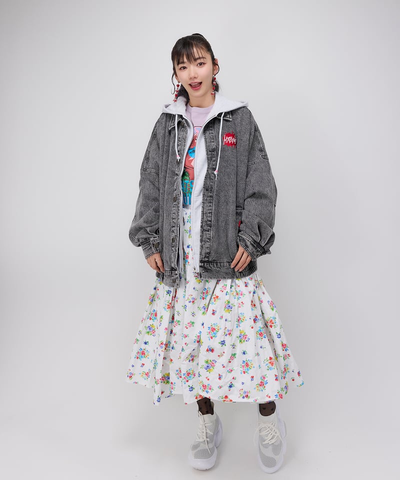 Hatsunex ビッグシルエットデニムジャケット(ケミカルブラック Hatsunex ビッグシルエットデニムジャケット(ケミカルブラック
