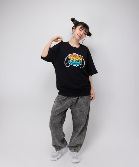 Hatsunex サガラ刺繍ライトオンススウェットTシャツ（ブラック）