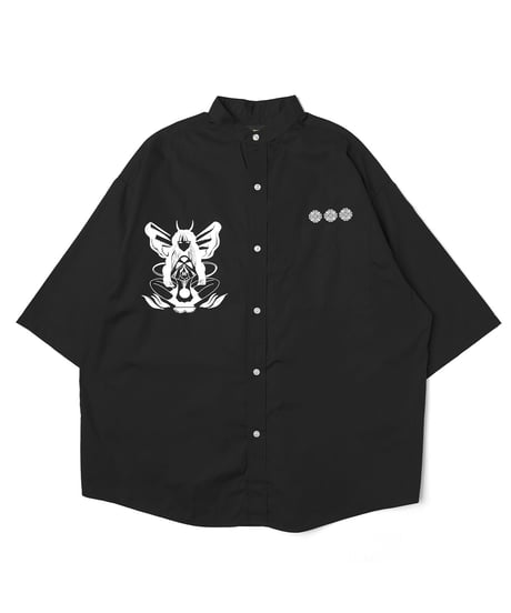 Hatsunex × MERI MAENO オーバーサイズ刺繍シャツ（ブラック）