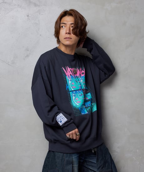 “モールス”ビッグシルエット刺繍スウェット（ネイビー）