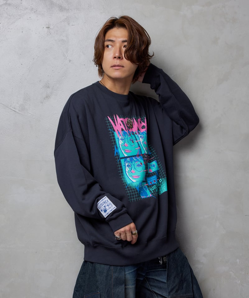 モールス”ビッグシルエット刺繍スウェット(ネイビー モールス”ビッグシルエット刺繍スウェット(ネイビー