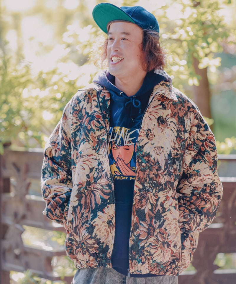 ヴィンテージ風ゴブラン織りビッグシルエットブルゾン（BLACK