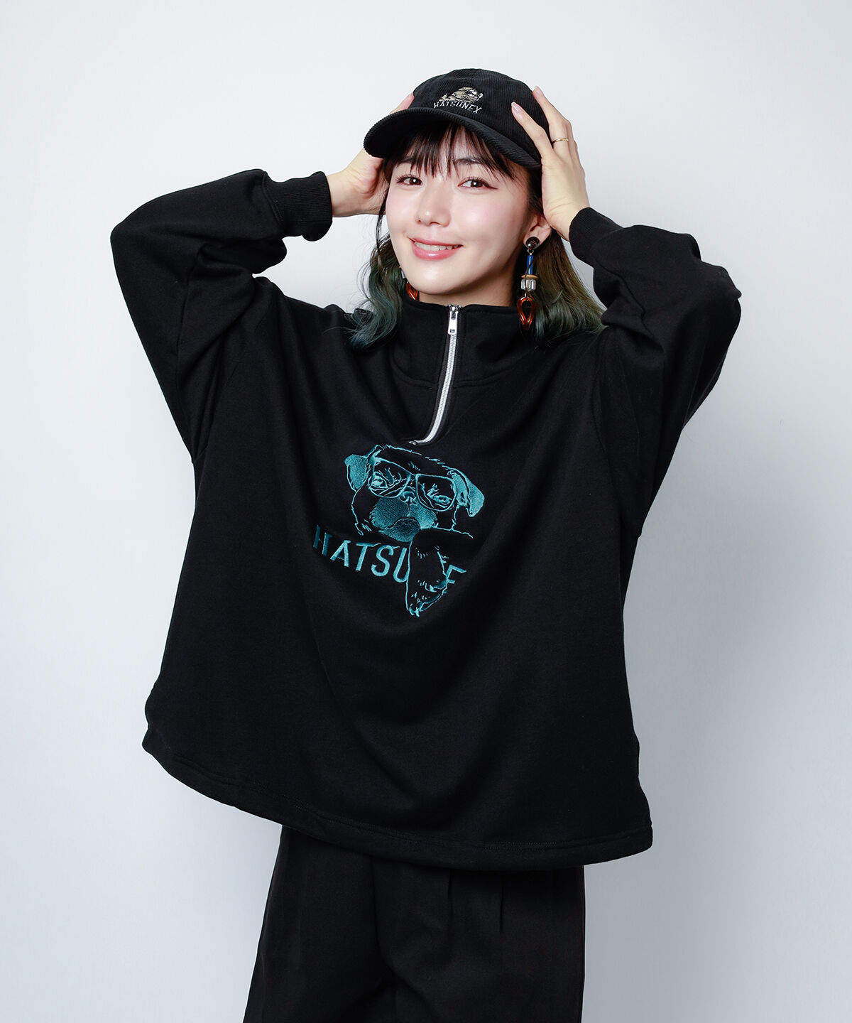 Hatsunex バイカラーKOHADA Zipプルオーバー(ブラック×グリーン) Hatsunex バイカラーKOHADA Zipプルオーバー(ブラック×グリーン)