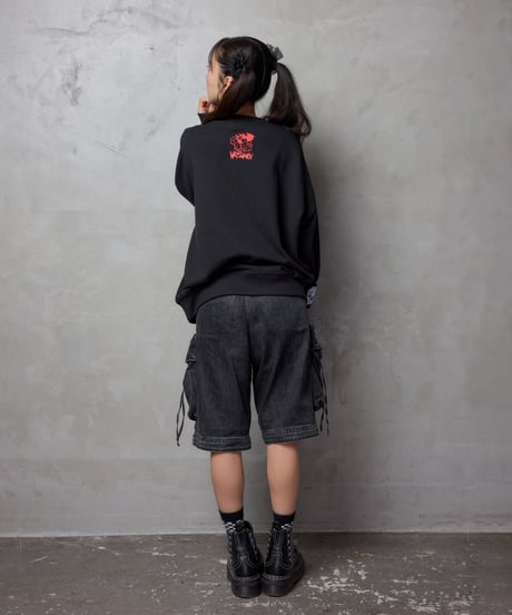 “モールス”ビッグシルエット刺繍スウェット（ブラック）