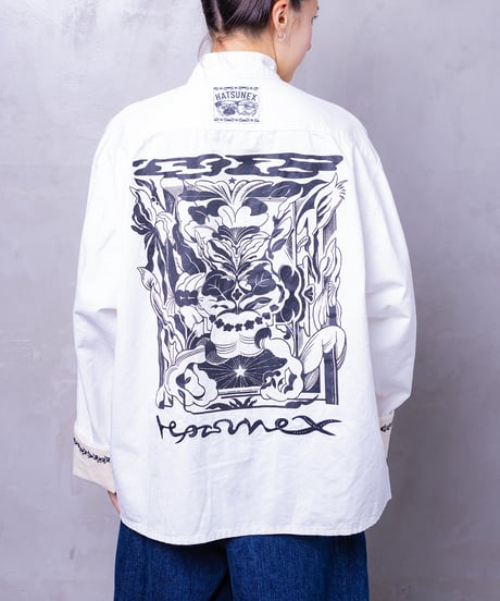 Hatsunex meets Meri Maeno "Greatful Flowers" China Shirts（White）
