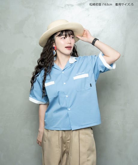 Hatsunex meets Isamu Gakiya オールディーズボウリングシャツ（ライトブルー）