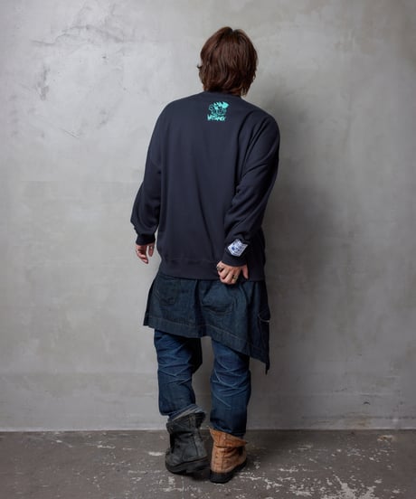 “モールス”ビッグシルエット刺繍スウェット（ネイビー）
