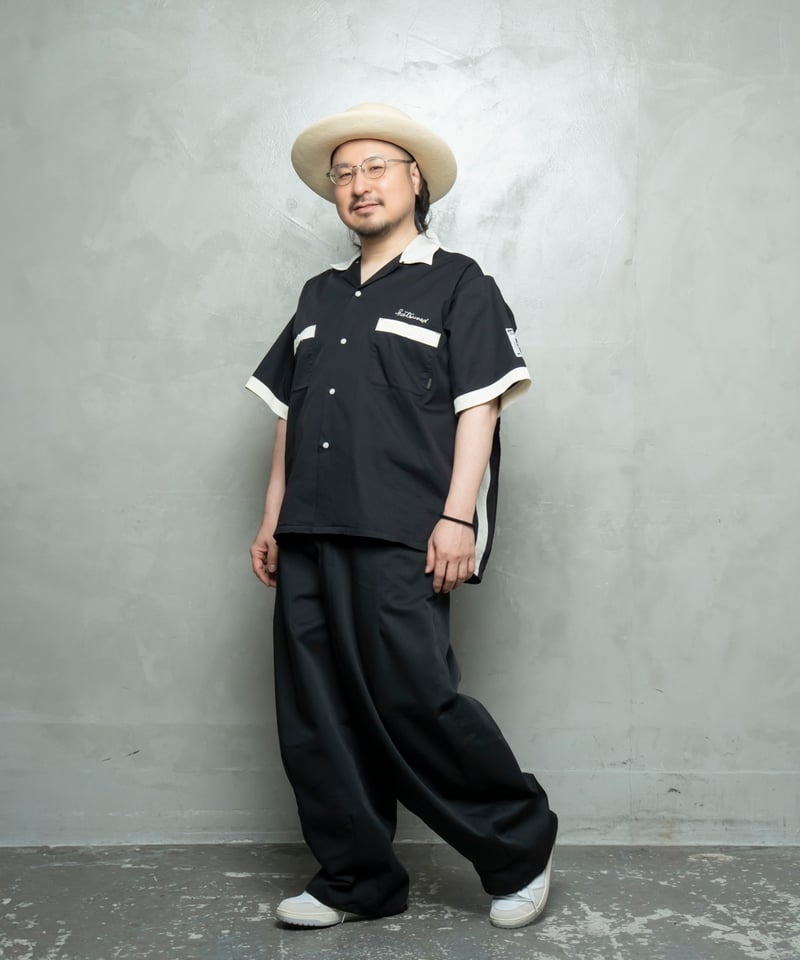 Hatsunex meets Isamu Gakiya オールディーズボウリングシャツ（ブラッ