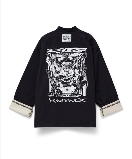 Hatsunex meets Meri Maeno "Greatful Flowers" China Shirts（Black）