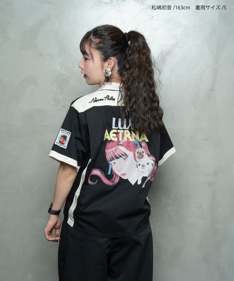 ボウリングシャツ Lサイズ Hatsunex meets Isamu Gakiya オールディーズボウリングシャツ（ブラッ