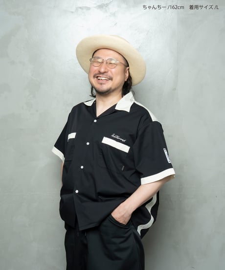Hatsunex meets Isamu Gakiya オールディーズボウリングシャツ（ブラック）