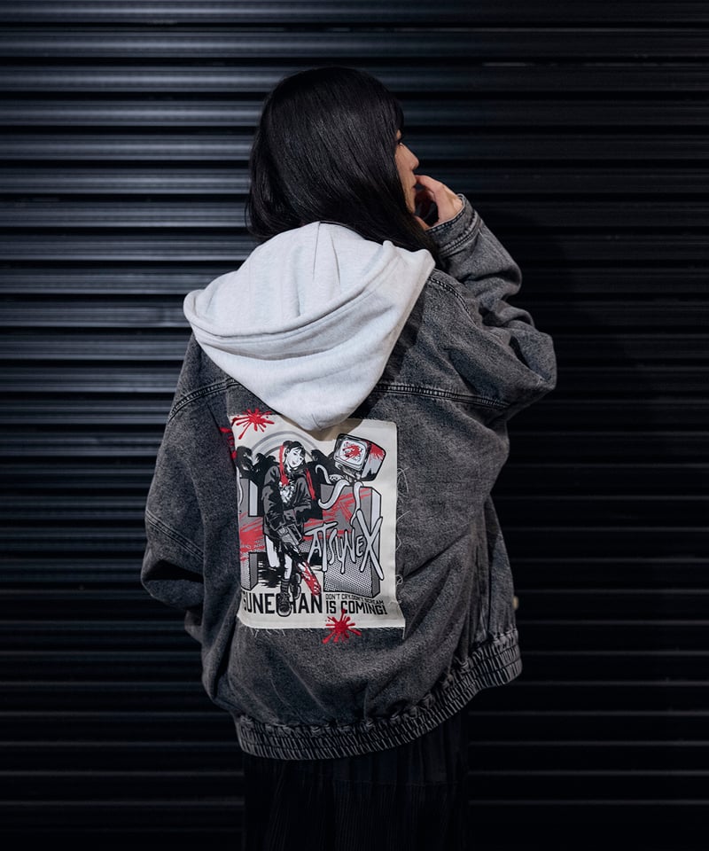 Hatsunex ビッグシルエットデニムジャケット(ケミカルブラック Hatsunex ビッグシルエットデニムジャケット(ケミカルブラック