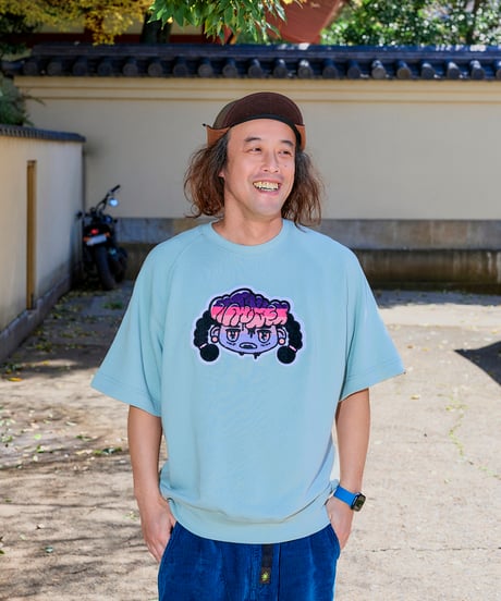 Hatsunex サガラ刺繍ライトオンススウェットTシャツ（スモーキーグリーン）