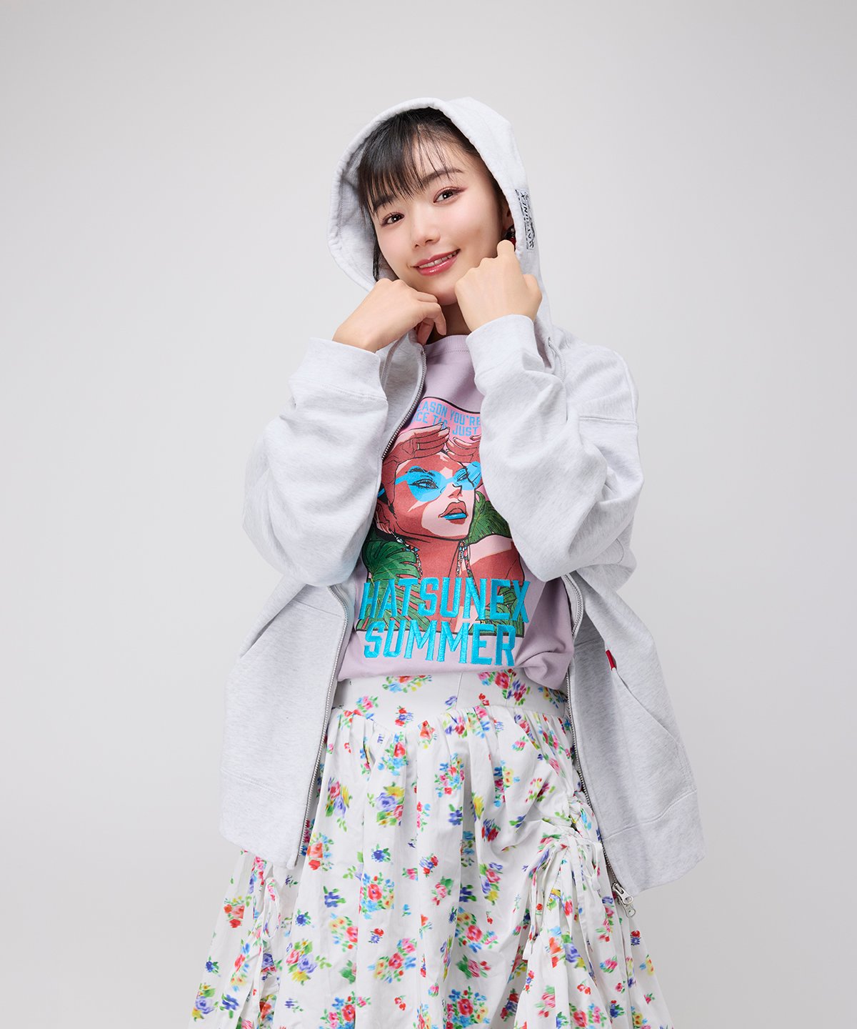 Hatsunex “MITERU” Zip upパーカー(フラミンゴアッシュ Hatsunex “MITERU” Zip upパーカー(フラミンゴアッシュ