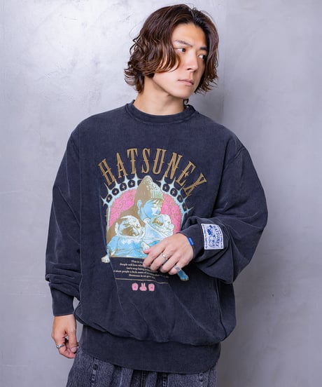 "LOVERS” ヴィンテージサイドリブスウェット（サンドブラック）