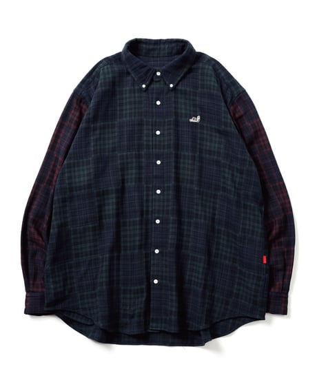 LIMITEDオーバーサイズチェックシャツ（GREEN×BURGUNDY）
