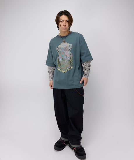Hatsunex meets Apsu Shusei “Hatsune” フェイクレイヤードTシャツ（翠緑）