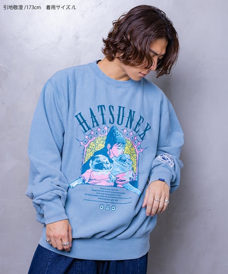 "LOVERS” ヴィンテージサイドリブスウェット（アシッドブルー）