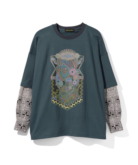 Hatsunex meets Apsu Shusei “Hatsune” フェイクレイヤードTシャツ（翠緑）