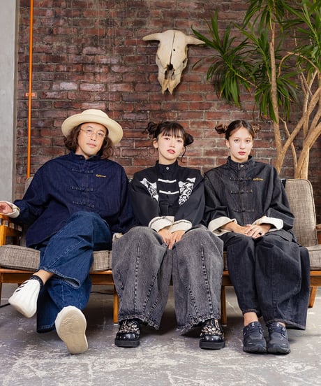 Hatsunex meets Meri Maeno "Greatful Flowers" China Shirts（Black）