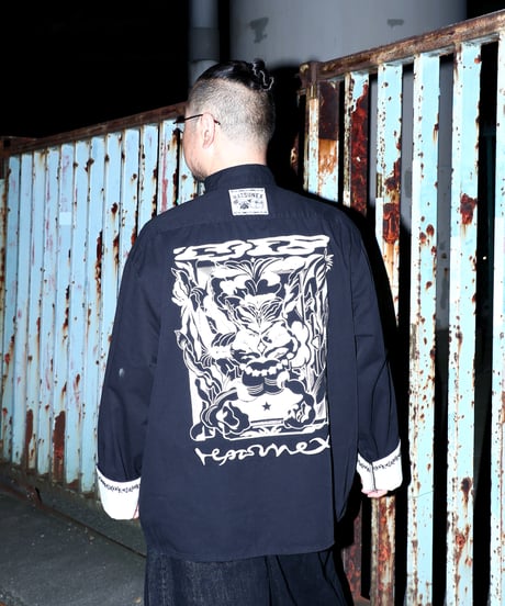 Hatsunex meets Meri Maeno "Greatful Flowers" China Shirts（Black）