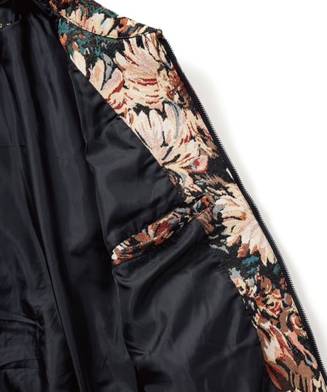 ヴィンテージ風ゴブラン織りビッグシルエットブルゾン（BLACK）