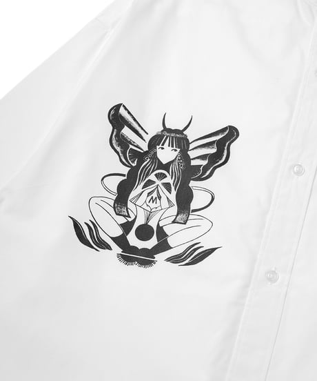 Hatsunex × MERI MAENO オーバーサイズ刺繍シャツ（ホワイト）