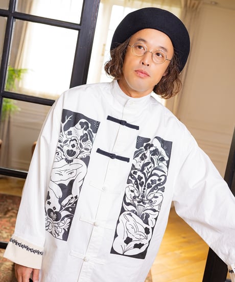 Hatsunex meets Meri Maeno "Greatful Flowers" China Shirts（White）