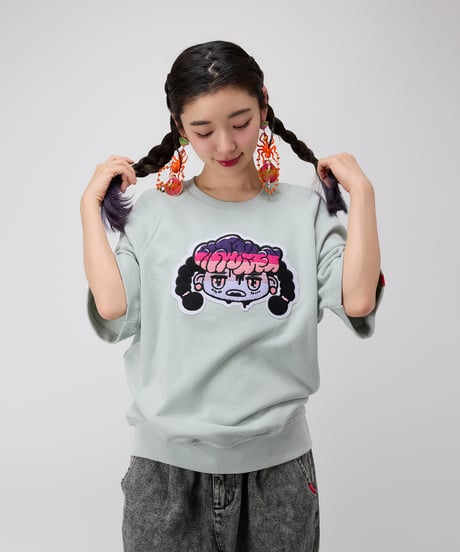 Hatsunex サガラ刺繍ライトオンススウェットTシャツ（スモーキーグリーン）